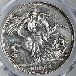 Couronne d'argent 1889 Grande-Bretagne Reine Victoria Pcgs Au Détails Nettoyé #47588941