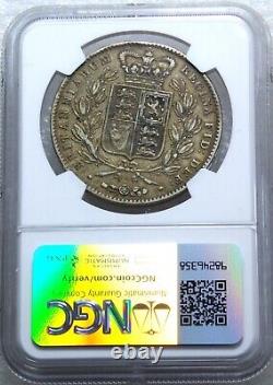 Couronne d'argent britannique de 1844, Victoria NGC VF30, Pièce originale récemment évaluée #J4