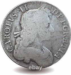 Couronne en argent sterling de Grande-Bretagne Charles II Antique 1681