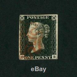 GB Qv Penny Black 1840 Sg2 Ligne / Eng Plate 4 Die1 Alpha 1 Sm / Crown Fine 4 Marge