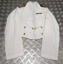 Genuine Vintage British Royal Navy Captains Mess Robe White Jacket Kings Crown