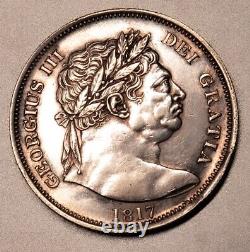 Grande-Bretagne 1817 1/2 Couronne George III 'Bull Head' Rare KM #667
