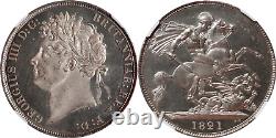 Grande-Bretagne 1821 George IV Couronne en argent profond miroir similaire à la preuve NGC MS-62