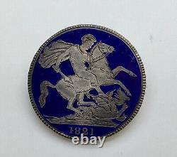 Grande-Bretagne 1821 George IV Dragon Broche en argent Couronne Émail bleu Royauté
