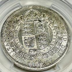 Grande-Bretagne 1887 1/2 Couronne Tachée Pcgs Classée Monnaie Mondiale Non-détail