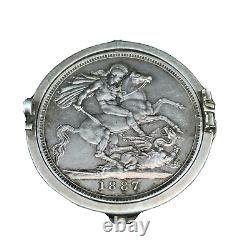 Grande-Bretagne 1887 Couronne JUBILÉ en argent Reine VICTORIA Broche/stylo pivotant KM#765