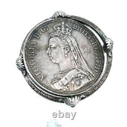 Grande-Bretagne 1887 Couronne JUBILÉ en argent Reine VICTORIA Broche/stylo pivotant KM#765