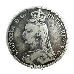 Grande-Bretagne 1891 F/VF. Couronne de JUBILEE en Argent .925 de la Reine VICTORIA Pièce KM#765