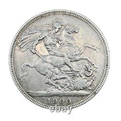Grande-Bretagne 1900 LXIV. Couronne en argent 925 de la Reine VICTORIA XF. Pièce KM#783 Rare