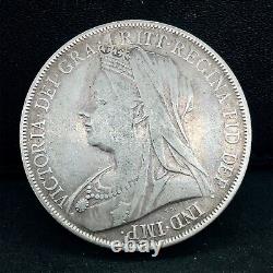 Grande-Bretagne 1900 LXIV. Couronne en argent 925 de la Reine VICTORIA XF. Pièce KM#783 Rare