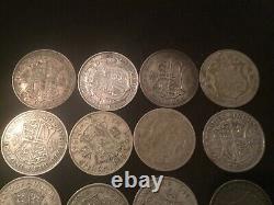 Grande-Bretagne Lot de 16 pièces en argent de demi-couronne