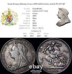 Grande-Bretagne, Victoria, Couronne 1899, LXIII, Rare, patiné, TB+/SUP-XF