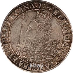 Grande-bretagne 1601 Elizabeth I Silver Crown Pcgs Xf Détails Bold Portrait