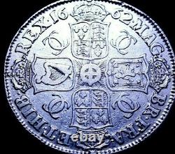 Grande-bretagne 1662 1 Couronne Charles II 1er Buste R6i-53-611
