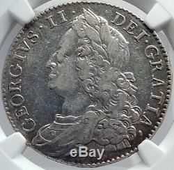 Grande-bretagne 1750 Uk King George II Argent Demi-couronne Anglaise Coin Ngc I81747