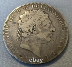 Grande-bretagne 1820 LX Crown Silver Coin George III Rare Pièce De Couronne D'argent Du Royaume-uni