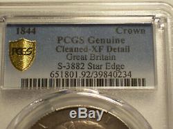 Grande-bretagne, 1844 Victoria Crown. Pcgs Xf Détails. 94000 Mintage