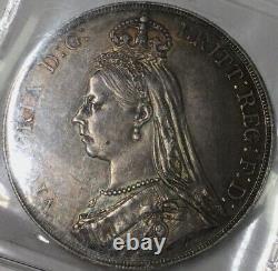 Grande-bretagne 1889 Crown Silver Queen Victoria Très Nice Grade Well Struck