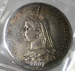 Grande-bretagne 1889 Crown Silver Queen Victoria Très Nice Grade Well Struck