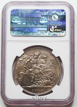 Grande-bretagne 1895 Couronne Argent Monnaie Bu Ngc Ms64 Victoria Km-lix 783,1 Bord Uk