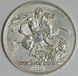 Grande-bretagne 1902 King Edward VII St George Silver Crown Coin Ef +