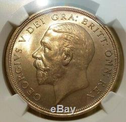 Grande-bretagne 1928 King George V Argent Couronne Couronne Monnaie Ngc Ms65
