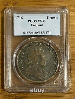 Grande-bretagne Angleterre 1716 George I Crown Pcgs Vf30 Spécimen Rare