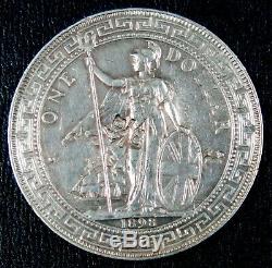 Grande-bretagne Hong Kong 1898 Dollar Commerce Avec Les Chinois Chopmarks Silver Crown Au