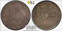 Grande-bretagne Royaume-uni 1676 Couronne V Octavo Charles II Silver Coin Pcgs F15 S-3358