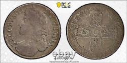 Grande-bretagne Royaume-uni 1687 Couronne Tertio Charles II Silver Coin Pcgs Vf20 S-3407