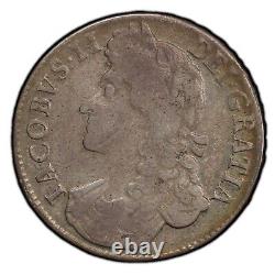 Grande-bretagne Royaume-uni 1687 Couronne Tertio Charles II Silver Coin Pcgs Vf20 S-3407