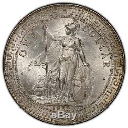 Grande-bretagne Royaume-uni 1929 B Trade Dollar Chine 1 $ Silver Coin Pcgs Ms64 Gem Bombay