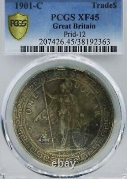 Grande-bretagne Trade Dollar 1901 Calcutta Monnaie Km # T5 Britannique Btd Pcgs Xf45
