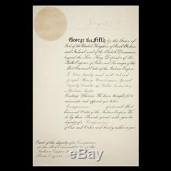 Le Roi George V Document Signé Autograph Obe Nomination Dowton Abbey La Couronne
