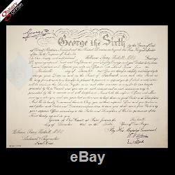 Le Roi George VI Signé Nomination Autograph Document De La Couronne Dowton Abbey Seconde Guerre Mondiale