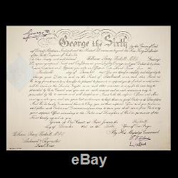 Le Roi George VI Signé Nomination Autograph Document De La Couronne Dowton Abbey Seconde Guerre Mondiale