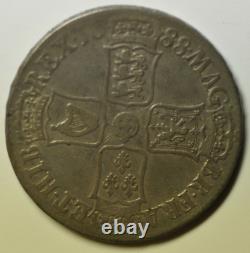 Mw18470 Grande-bretagne Silver Crown 1688 James II (1685-1688) Km#463 Rare