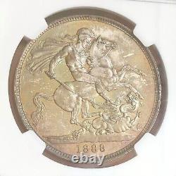 Ngc Ms63+ Grande-bretagne Royaume-uni 1888 Queen Victoria Silver Coin 1 Couronne