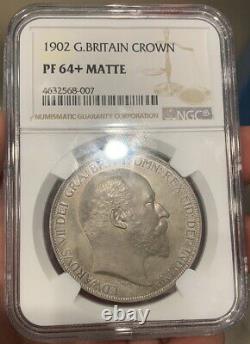 Ngc Pf64 + Matte Grande-bretagne Royaume-uni 1902 King Edward VII Argent Monnaie 1 Couronne