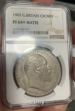 Ngc Pf64 + Matte Grande-bretagne Royaume-uni 1902 King Edward VII Argent Monnaie 1 Couronne