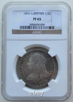 Ngc Pf65 Grande-bretagne Royaume-uni 1893 Victoria Proof Silver Coin 1/2 Couronne Half Couronne