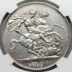 Ngc Unc 1893 LVI Royaume-uni Grande-bretagne Victoria 1 Couronne Silver Coin