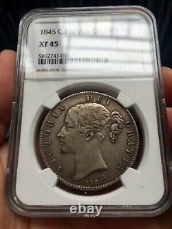 Ngc Xf45 Grande-bretagne Royaume-uni 1845 Queen Victoria Silver Coin 1 Couronne