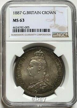 Ngc-ms63 Grande-bretagne 1887 Victoria Crown Silver Coin