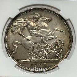 Ngc-ms63 Grande-bretagne 1887 Victoria Crown Silver Coin