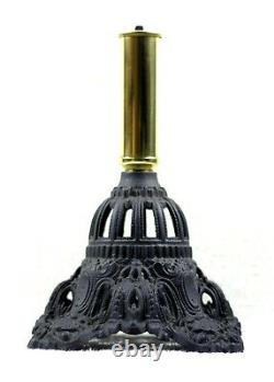 Ornate Pierced Crown Cast Iron & Brass Column Kerosene Oil Lamp Base