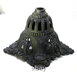Ornate Pierced Crown Cast Iron & Brass Column Kerosene Oil Lamp Base