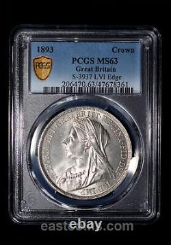 PCGS MS63 1893 GRANDE-BRETAGNE Couronne en argent de la Reine Victoria