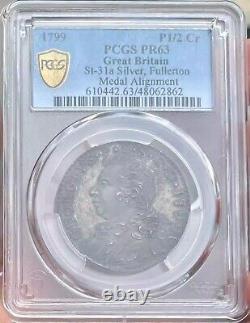 PCGS PR63 Grande-Bretagne Royaume-Uni 1799 Pièce d'argent Fullerton P 1/2 Couronne