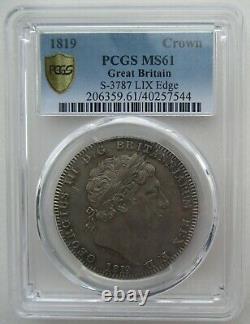 Pcgs Ms61 Grande-bretagne Royaume-uni 1819 King George III Silver Coin 1 Couronne